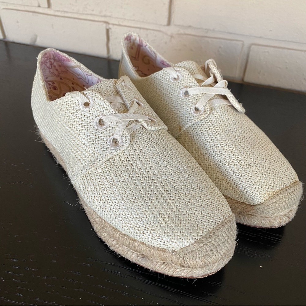 Joie Jute Espadrille Loafer Platform Shoes Neutral Travel Women's 37.5 Casual